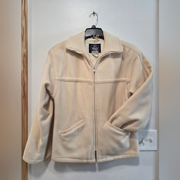 Woolrich Cream Vintage Quilted Wool Winter Coat - Picture 4 of 6